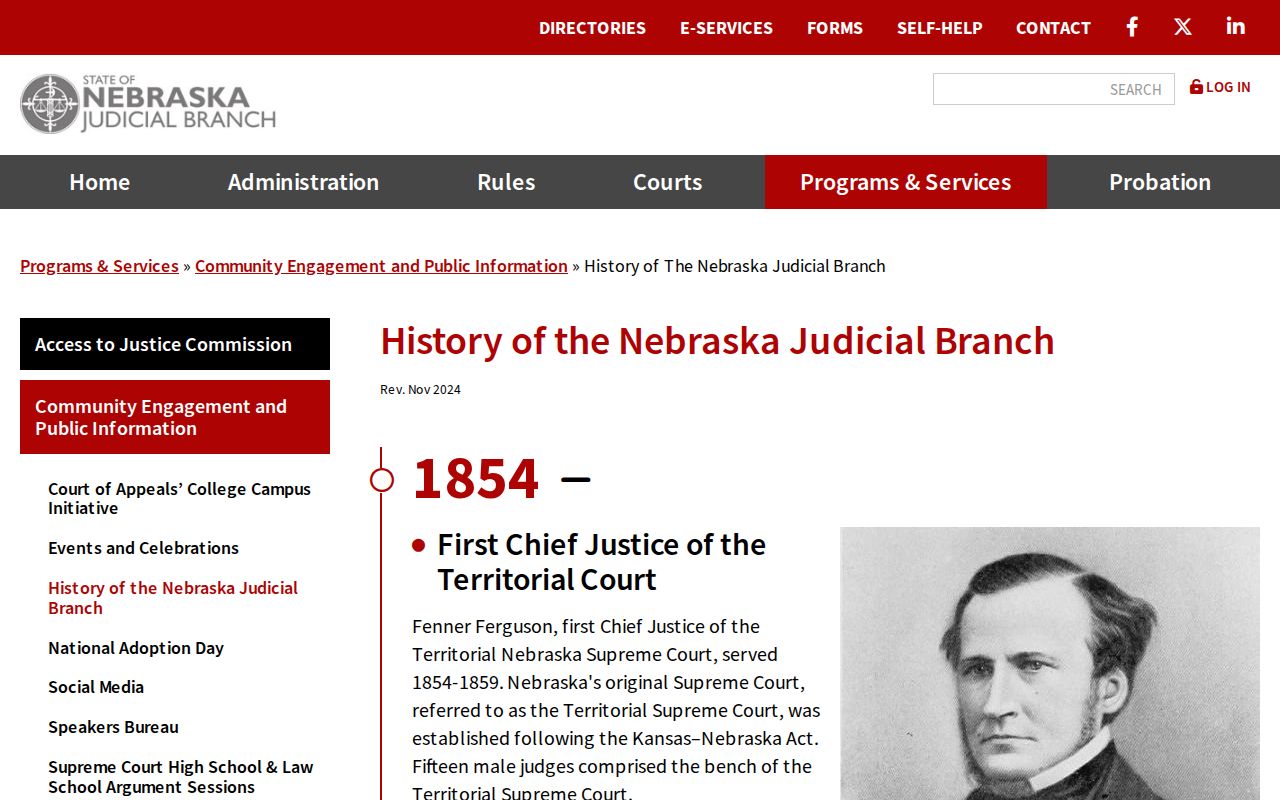 Bennington court docket Nebraska Judicial Branch court history timeline