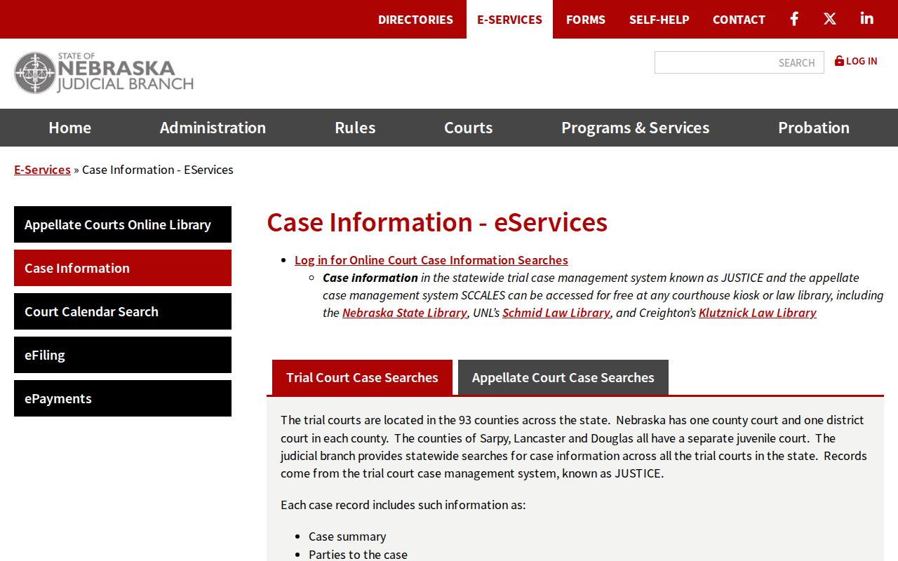 Douglas County case lookup JUSTICE and SCCALES information