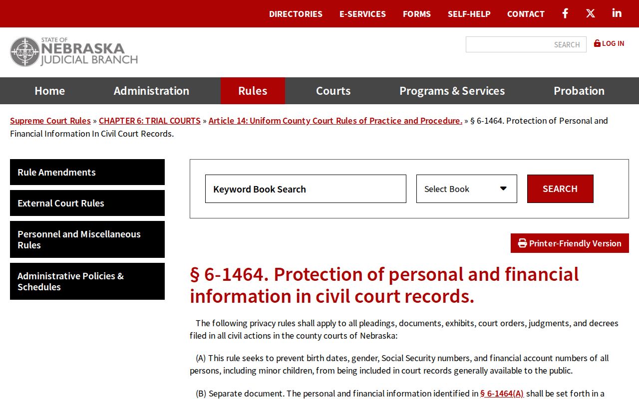 Douglas County civil docket personal and financial information protection rule