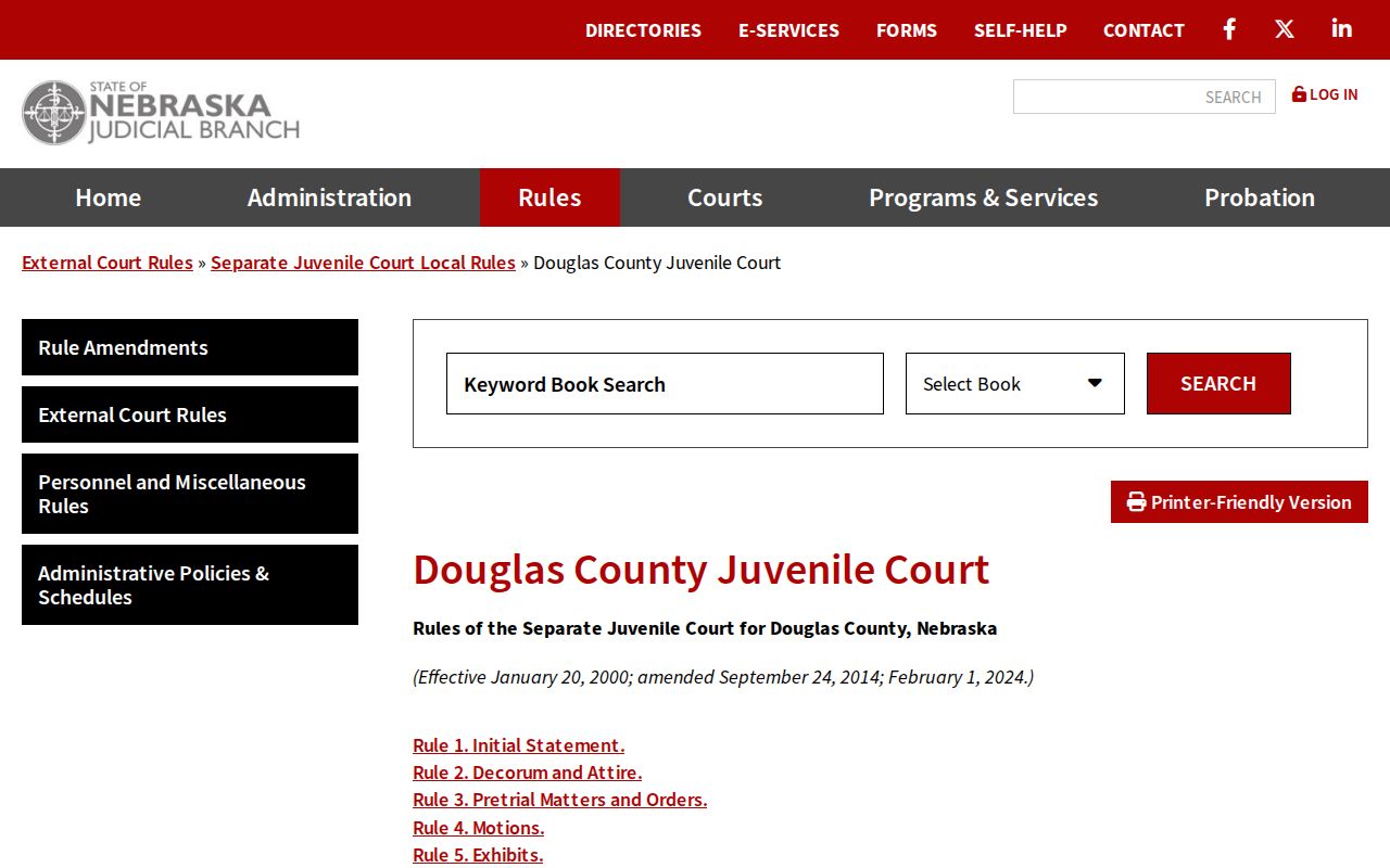 Douglas County court dates Separate Juvenile Court local rules