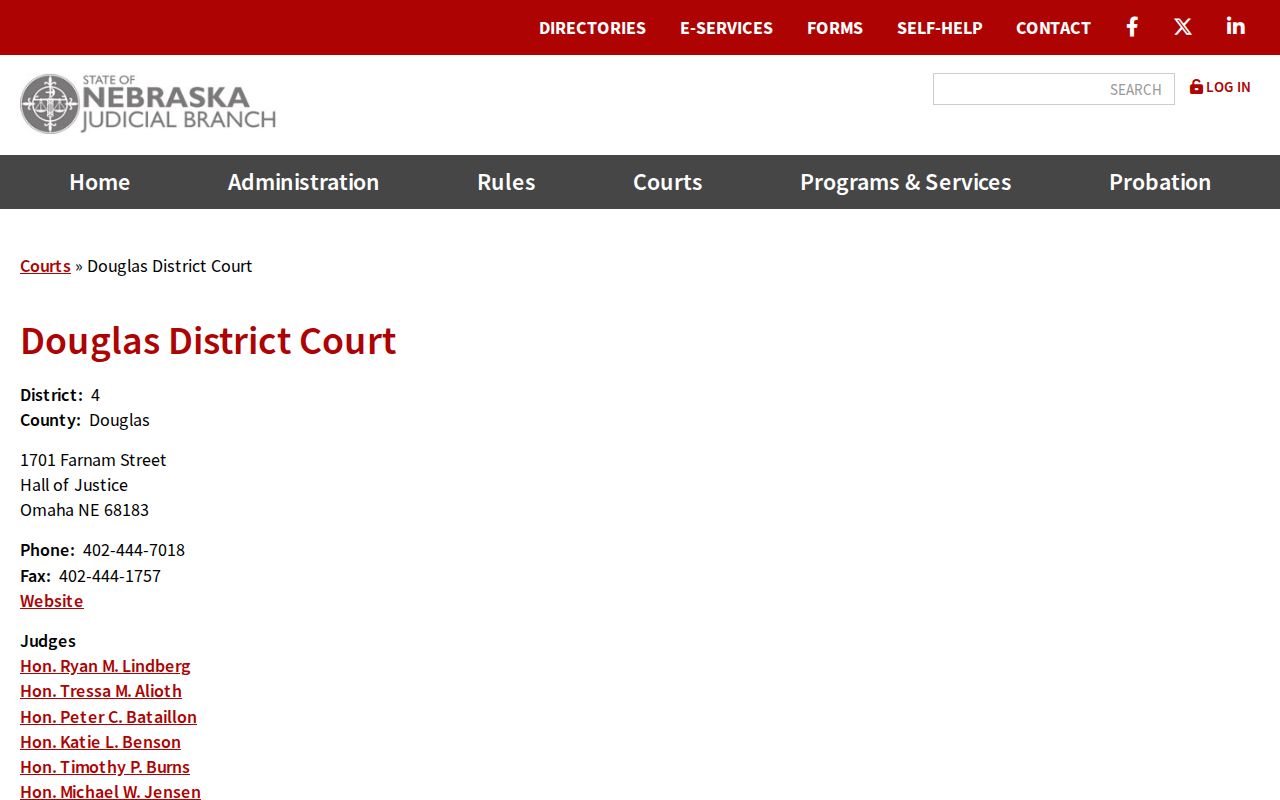 Douglas County criminal docket District Court contact page