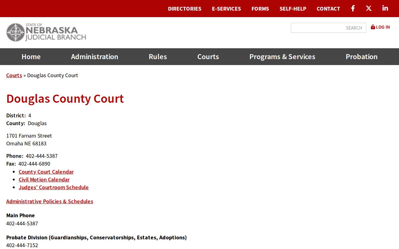 Douglas County court docket County Court divisions and records