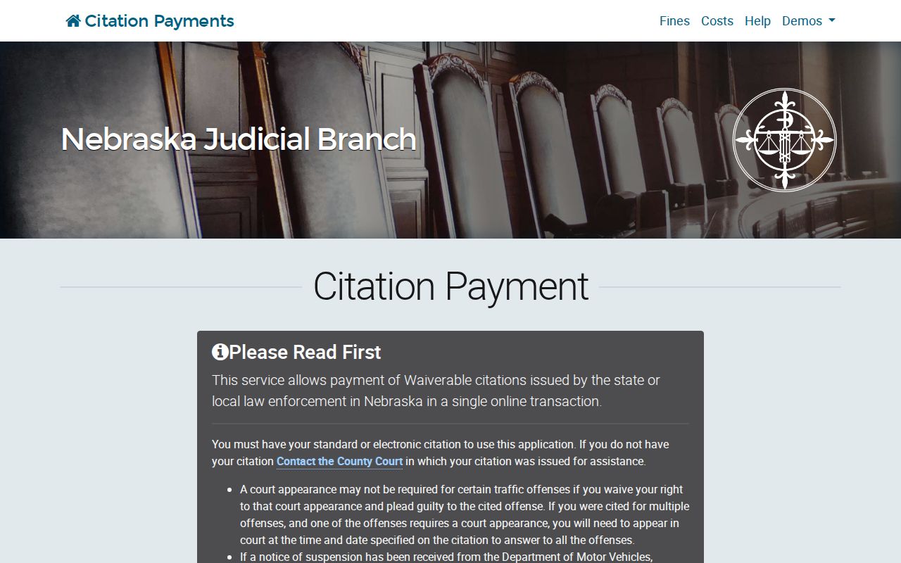 Douglas County traffic ticket citation choices and payment warning