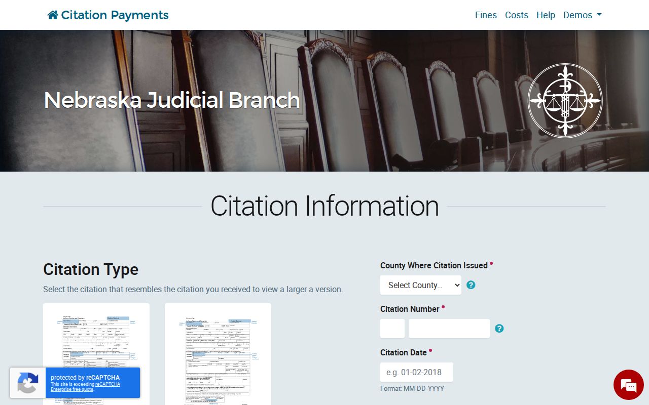 Douglas County traffic ticket citation information fields