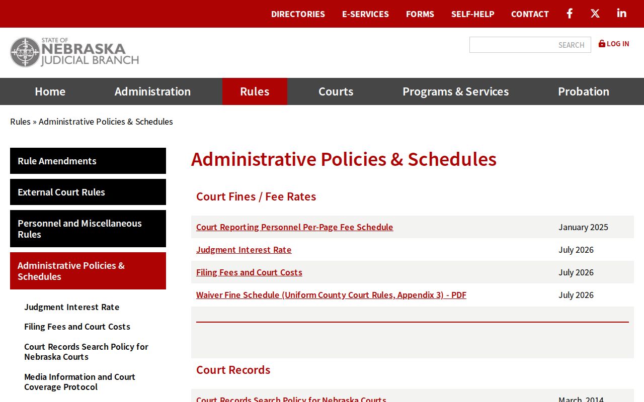 Valley court docket Nebraska court records retention schedules